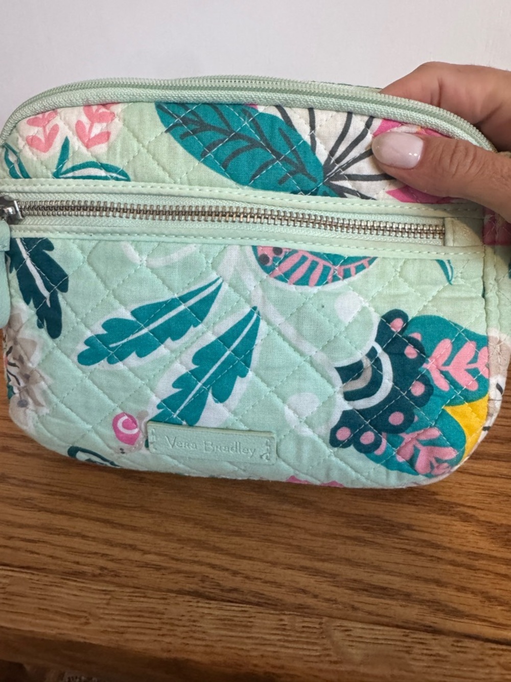 Vera Bradley Mint Floral Quilted Crossbody with Teal & Pink Accents - Picture 6 of 8